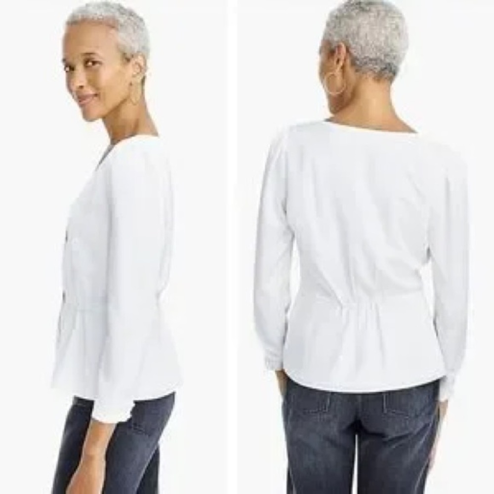 NWOT J. Crew Satin-crepe Peplum Top in Ivory. Size 4 - Picture 3 of 6